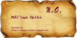 Mánya Opika névjegykártya